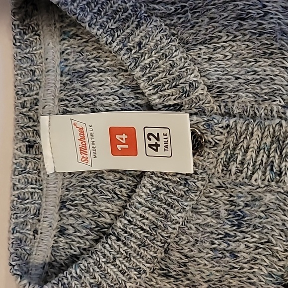 St. Michael Blue Gray Cardigan ~ Silver Buttons ~Puffy Sleeves ~ Made in the UK - Picture 10 of 15